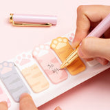 Kawaii Pink Cat Paw Memo Pad Sheets To Do List Planner Sticker Sticky Notes Page Flag Cute Stationery Office Decor Accessories