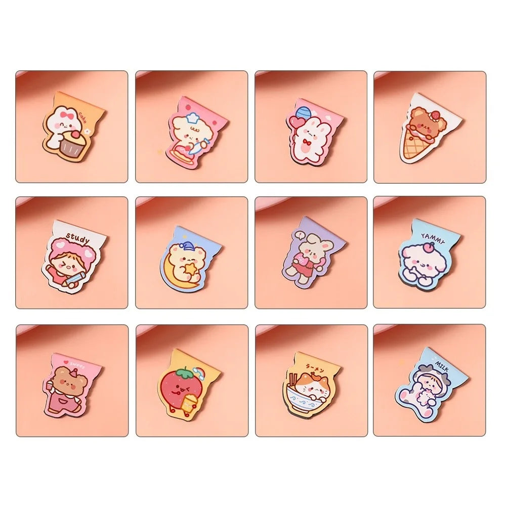 12PC Set Kawaii Bear Rabbit Magnet Bookmarks