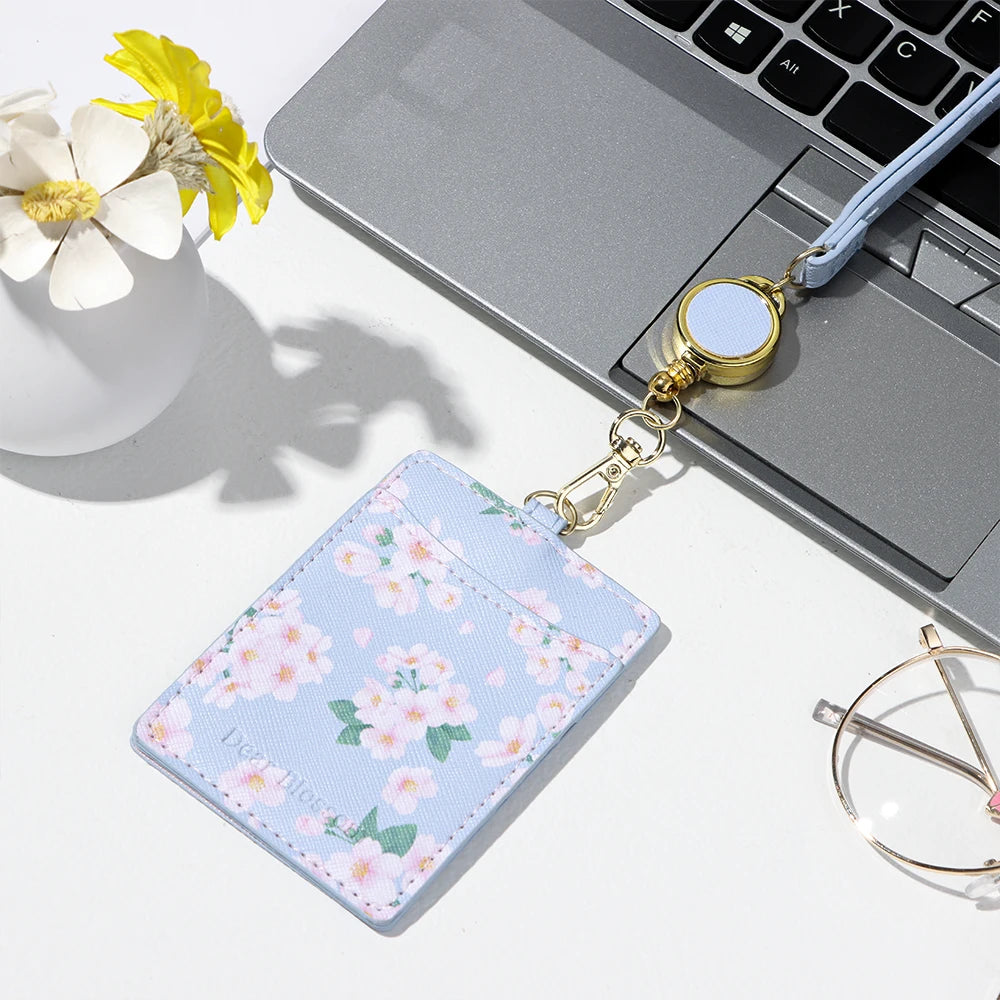 1PC Kawaii Cherry Blossom Lanyard Card Holder