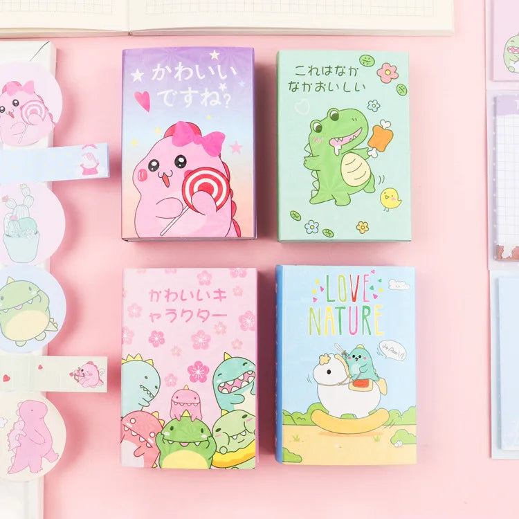 1PC Kawaii Happy Dinosaur 6 Folding Memo Pad Sticky Notes