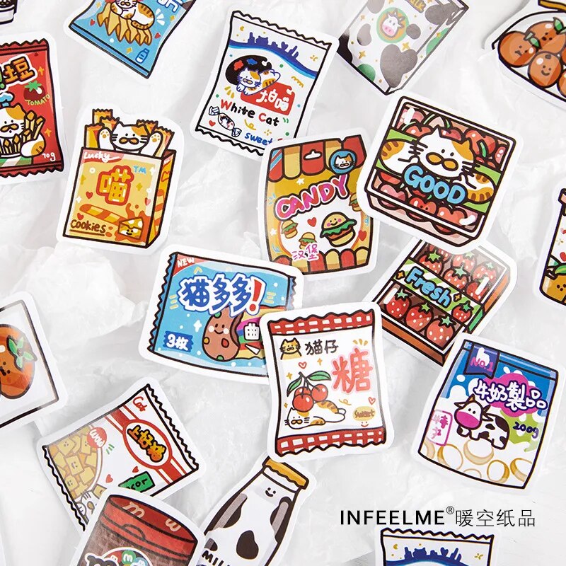 46PC Bunny Bear Food Mini Paper Sticker
