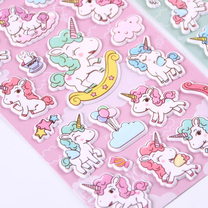 1PC Kawaii Unicorn Foam  3D Colorful Stickers