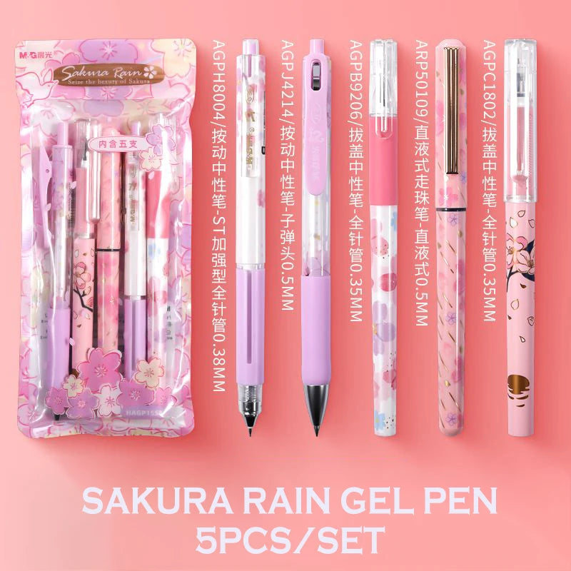 3,5PC Sakura Rain Rollerball Gel Pen-my kawaii office