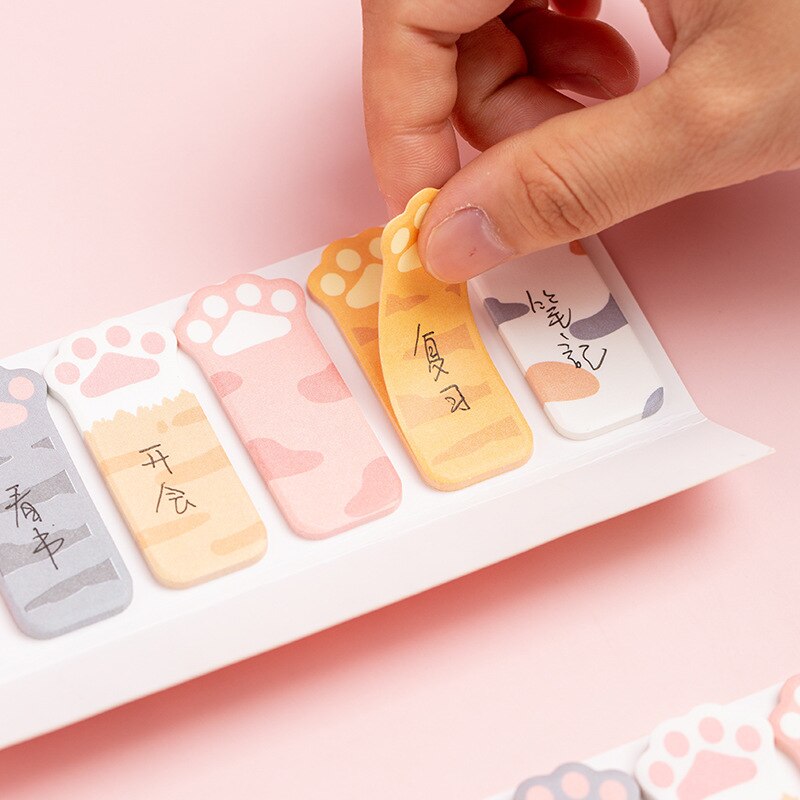 1PC Kawaii Pink Cat Paw Memo Pad Sticky Notes