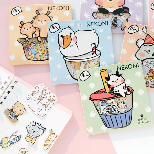 30PC Kawaii Animal Party Stationery Stickers
