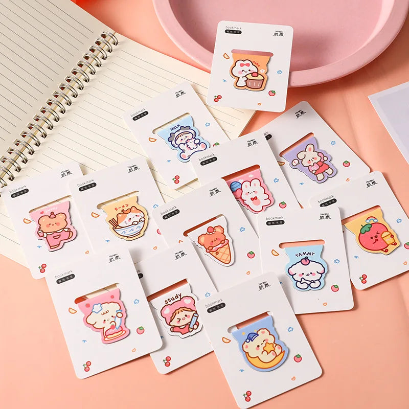 12PC Set Kawaii Bear Rabbit Magnet Bookmarks