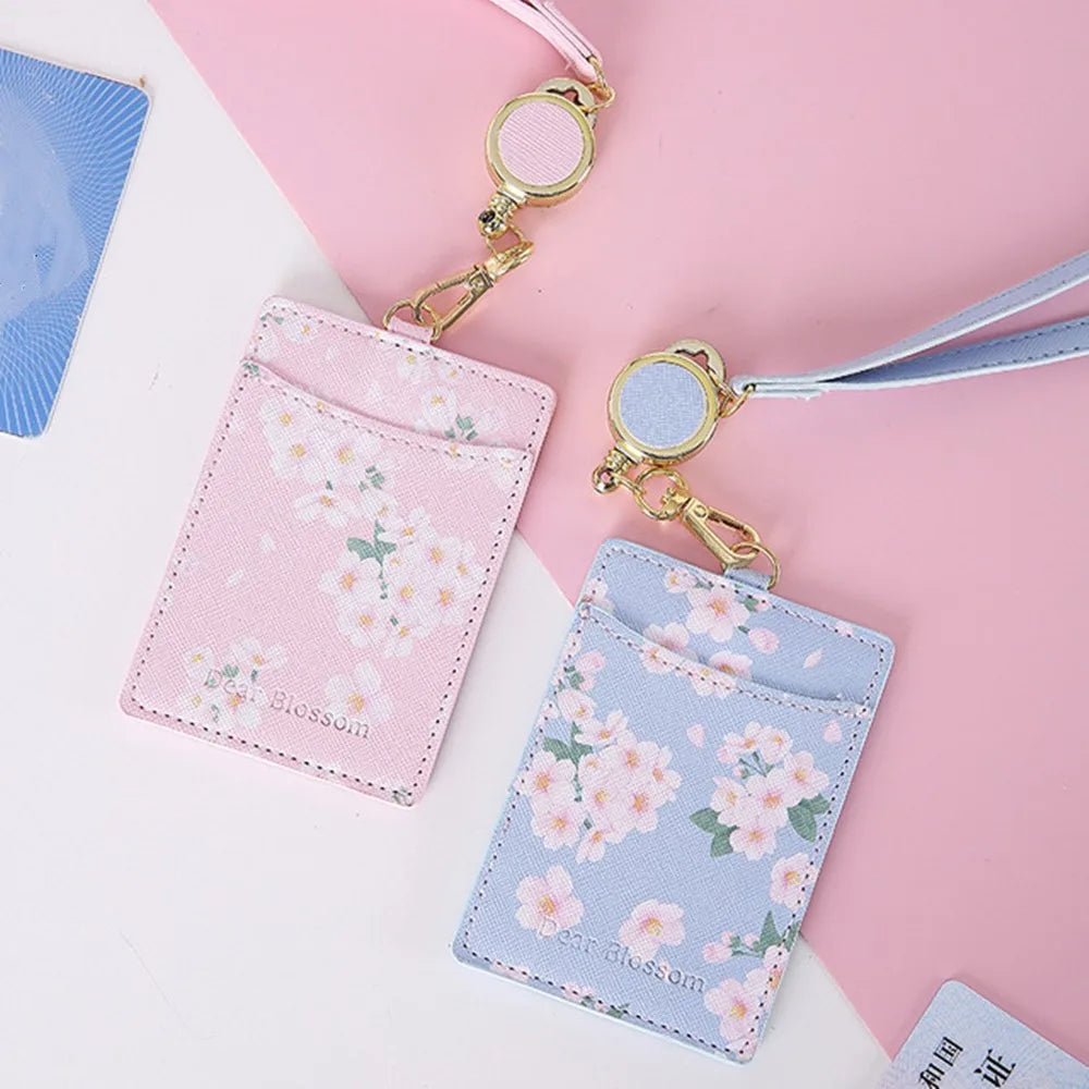 1PC Kawaii Cherry Blossom Lanyard Card Holder