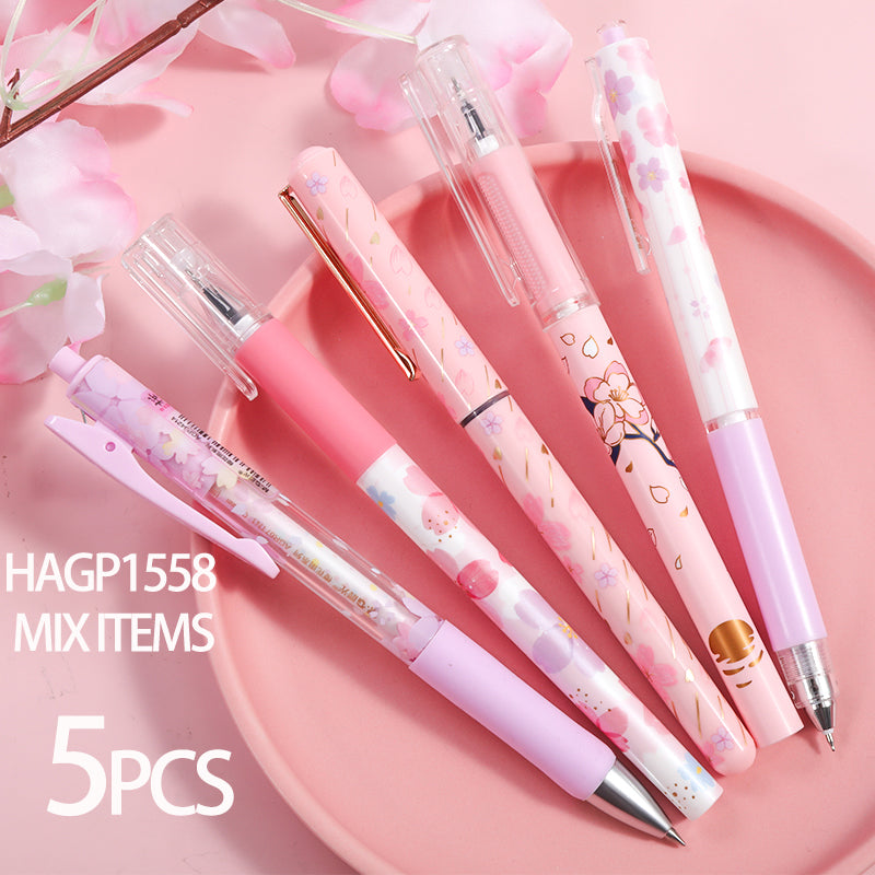 3,5PC Sakura Rain Rollerball Gel Pen-my kawaii office