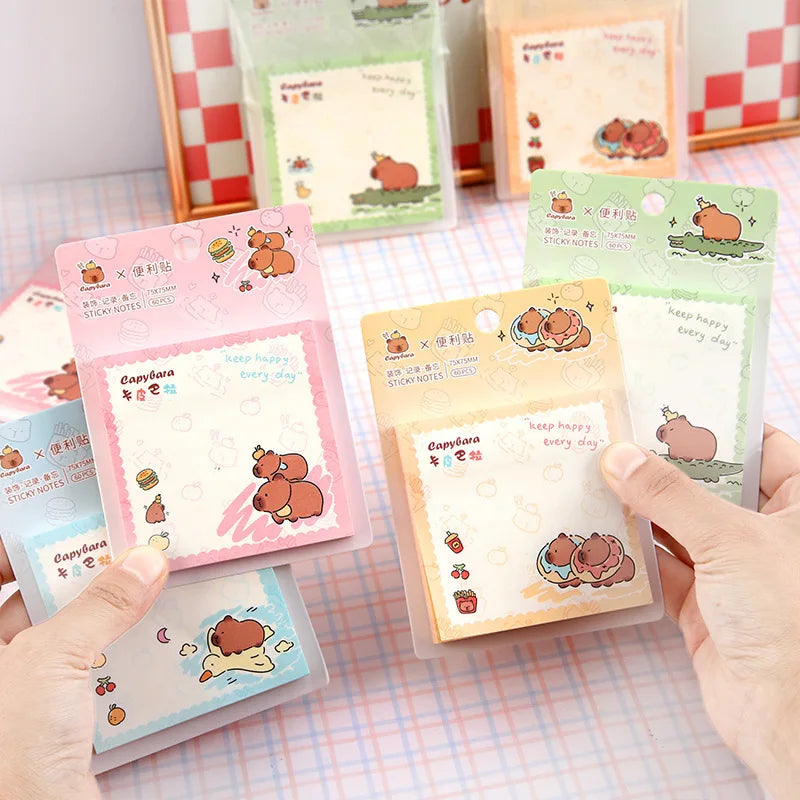 4PC Kawaii Happy Capybara Memo Pad Sticky Notes