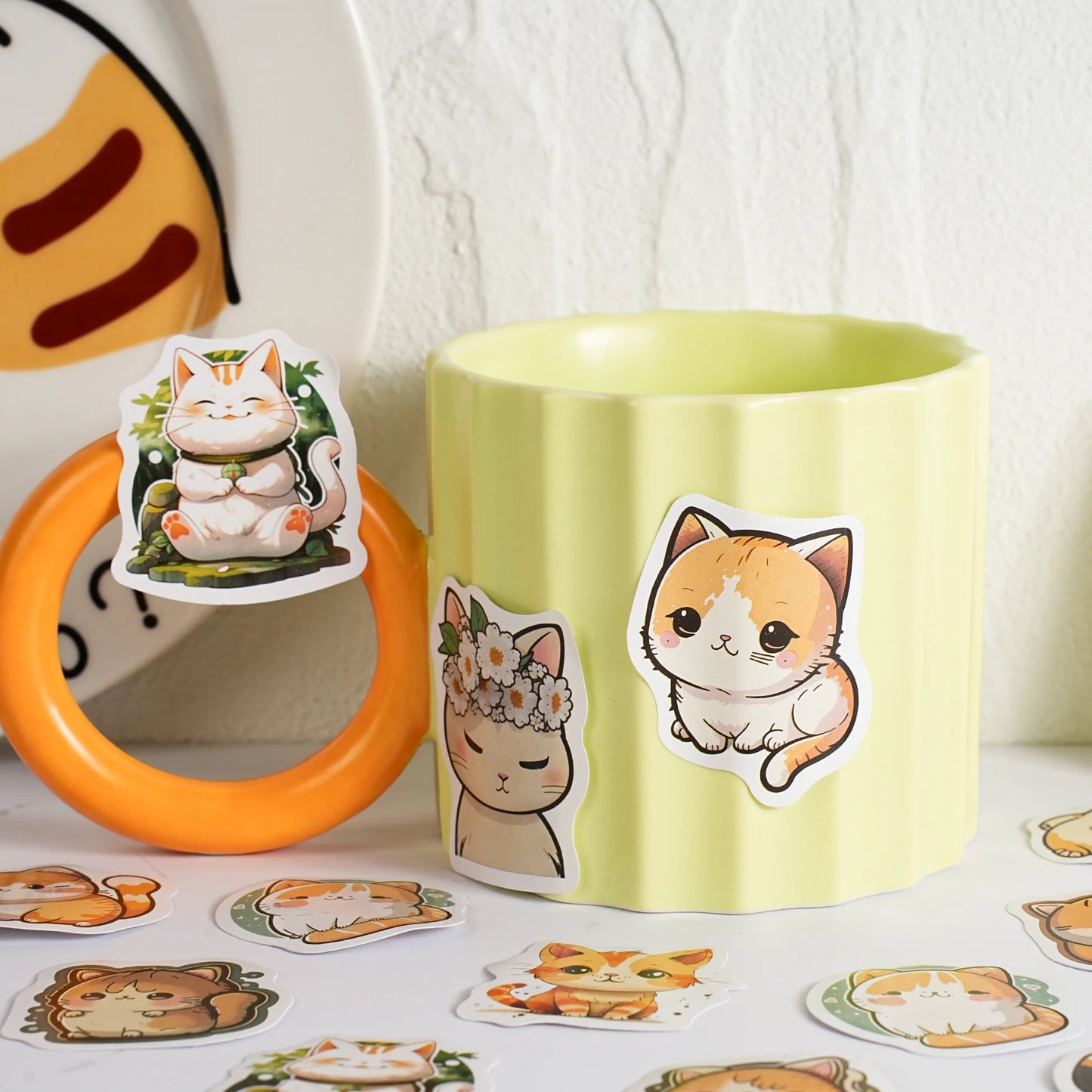 30PC Kawaii Orange Cat Stickers