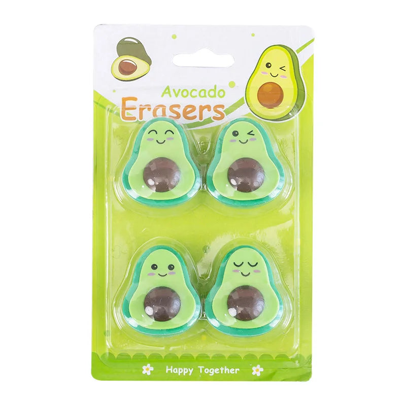 4PC Kawaii Avocado Rubber Eraser