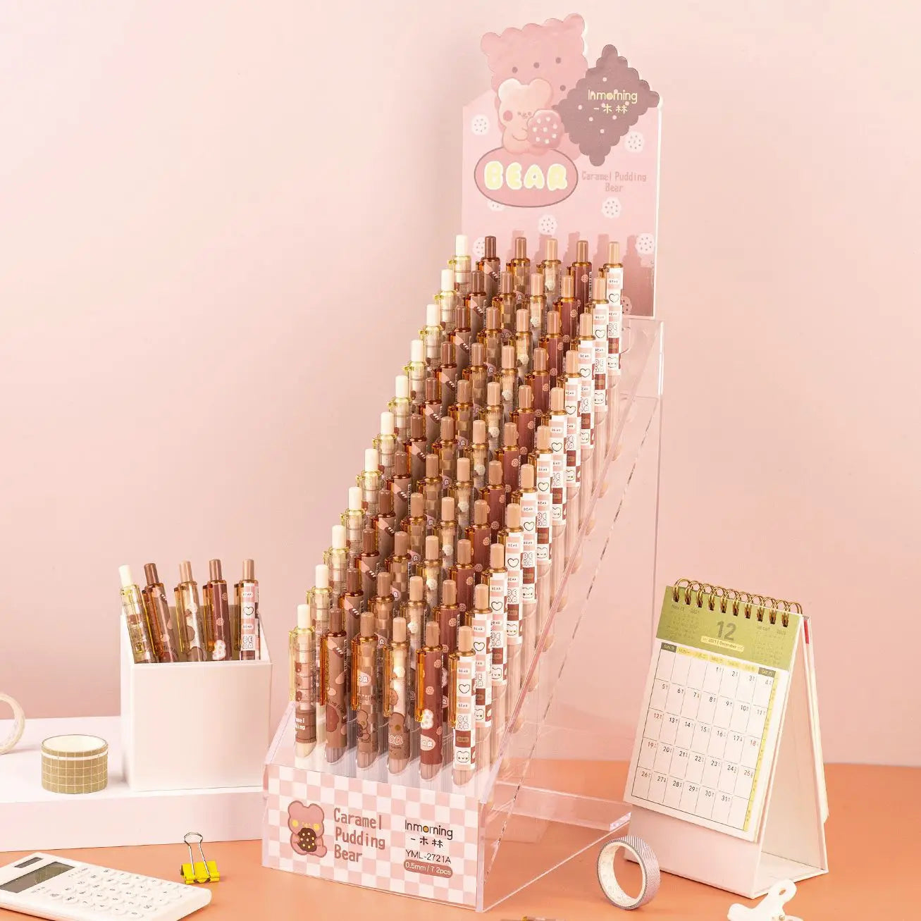 2PC Kawaii Caramel Pudding Bear Mechanical Gel Pen