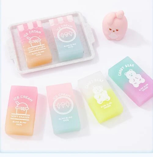 1PC Cute Bear and Ice Cream Rubber Eraser