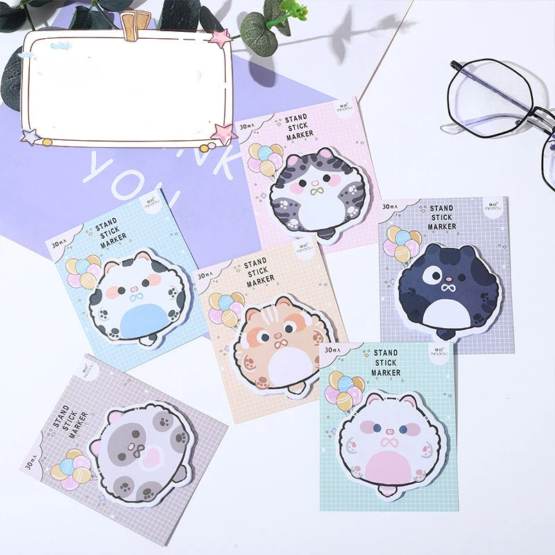 1PC Kawaii Chubby Cat Memo Pad Sticky Notes