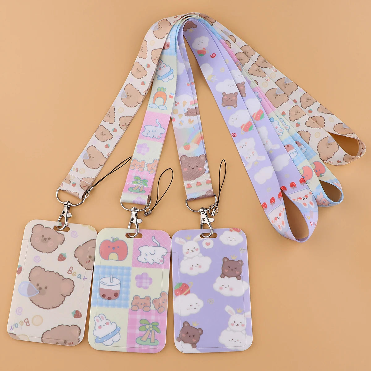 1PC Kawaii Bear ID Card Holder Lanyard