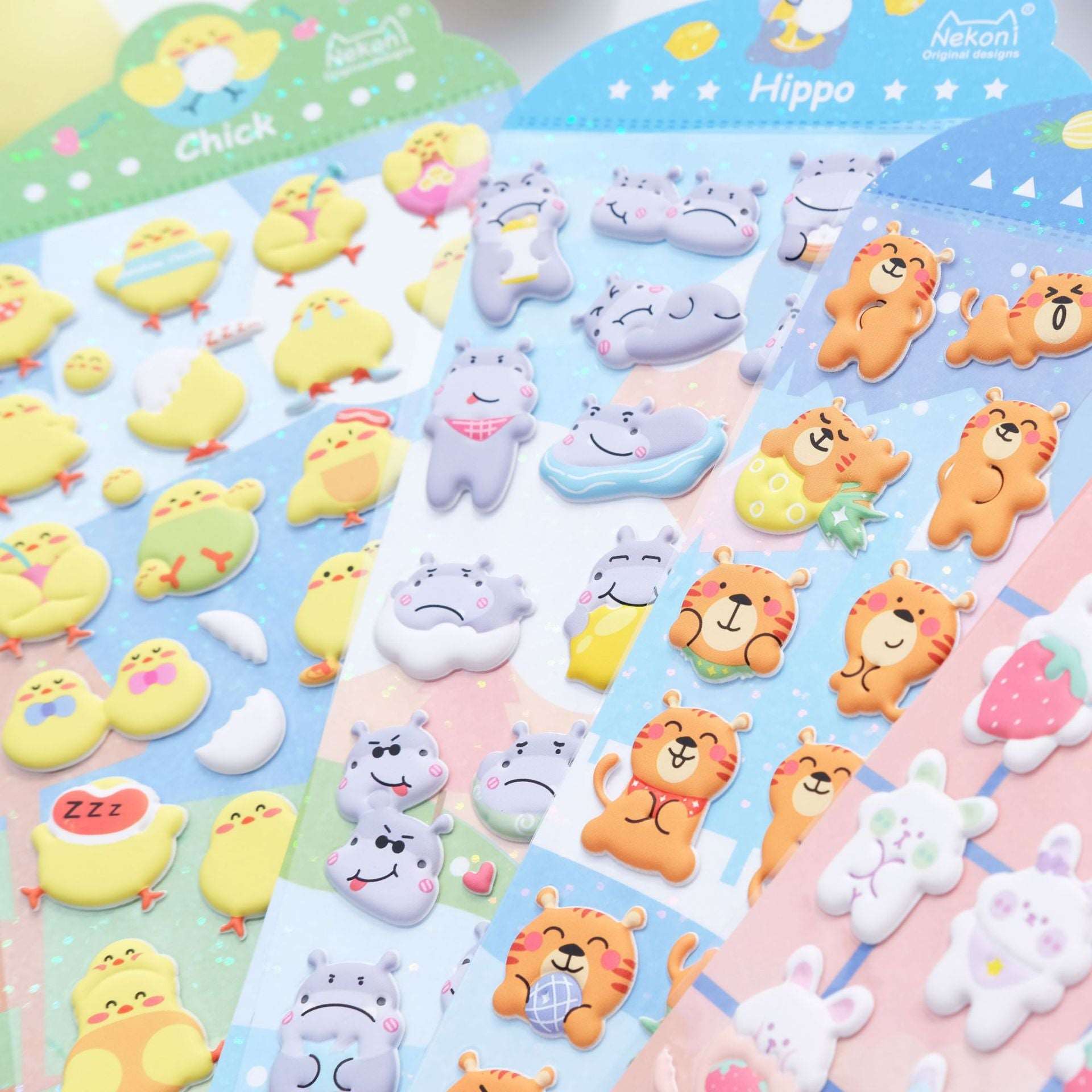 1PC Kawaii Animals 3D Puffy Stickers