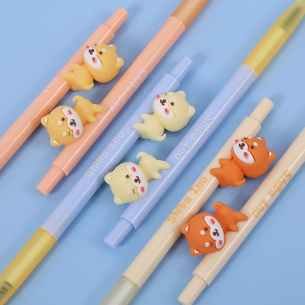 3PC Cute Shiba Inu Mechanical Gel Pen