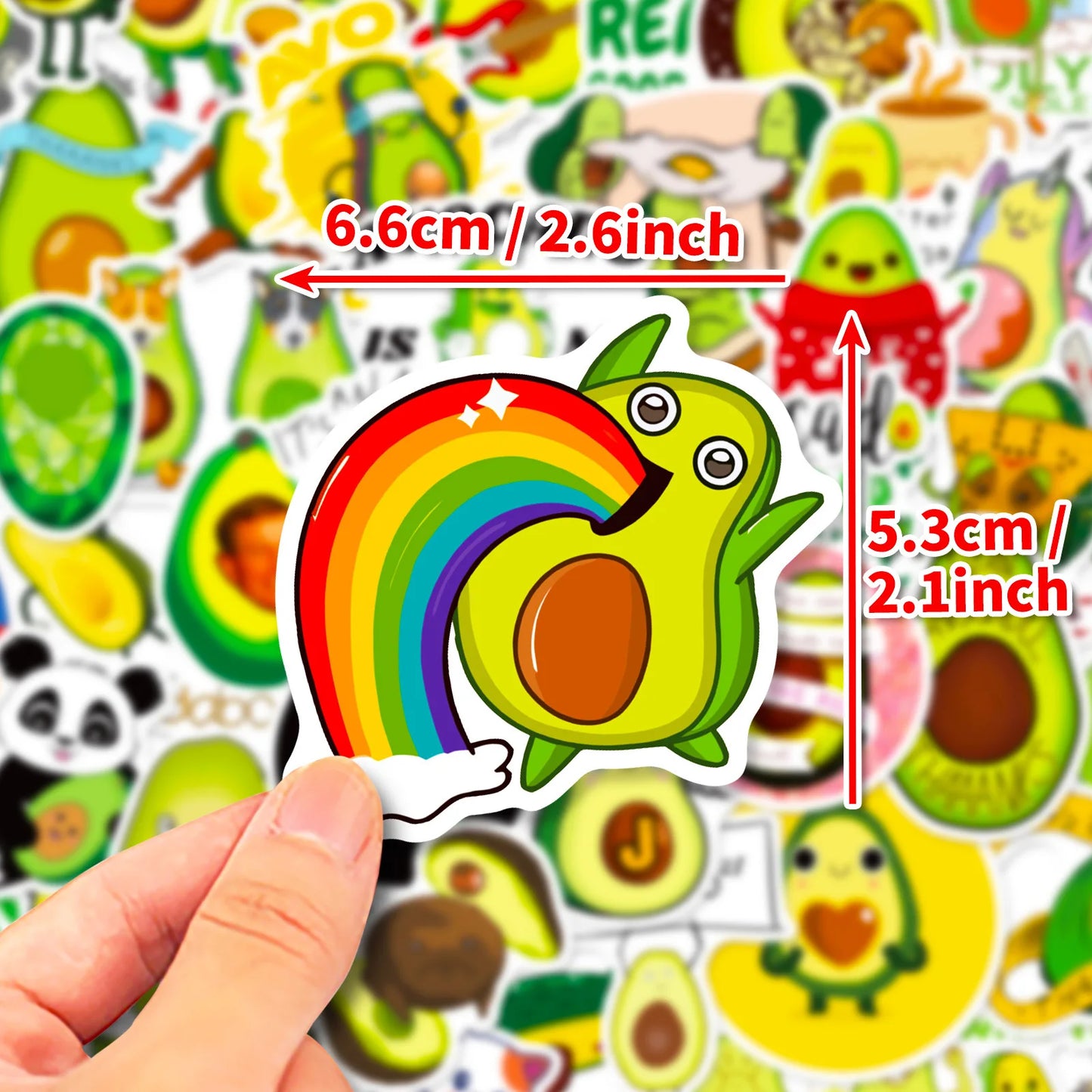 50PC Fun Avocado PVC Decorative Stickers