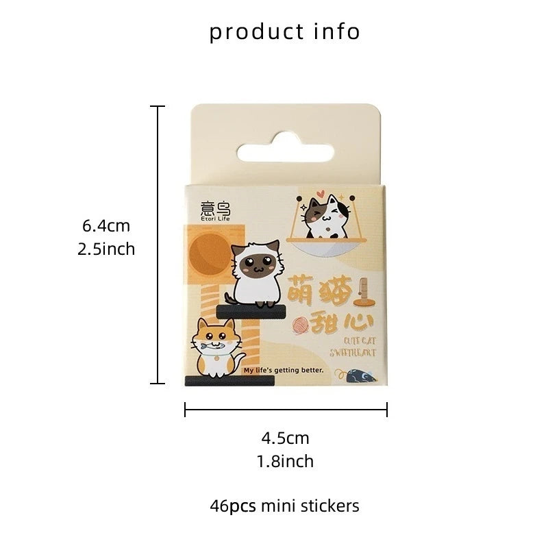 46PC Cute Cat Decorative Stickers