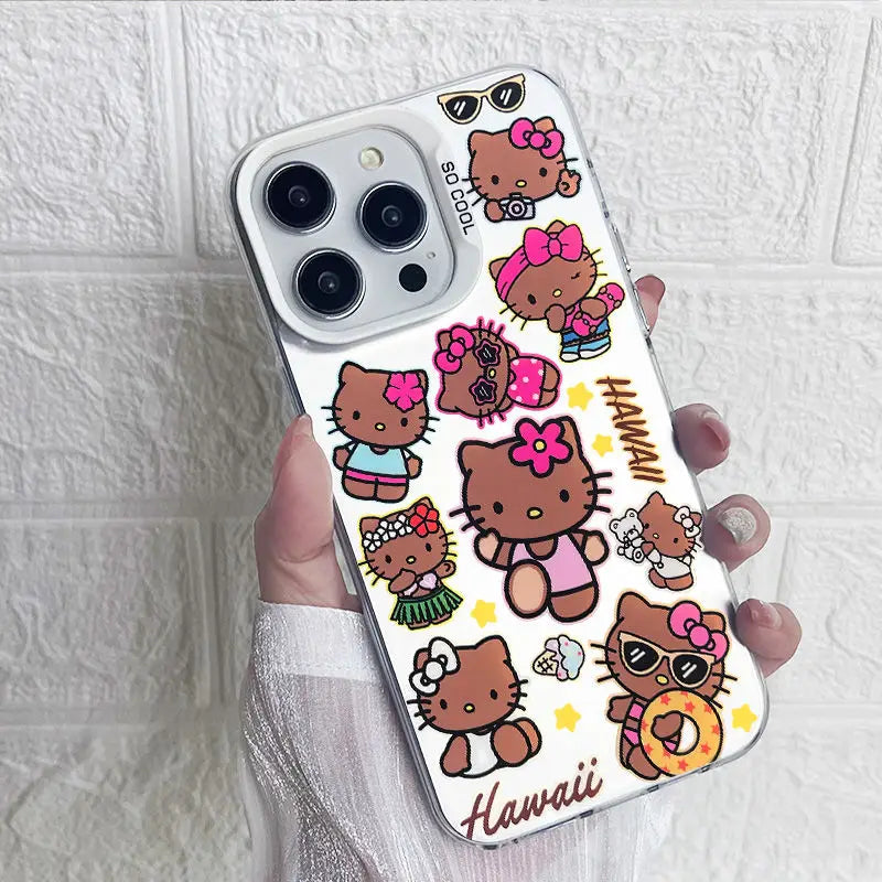 1PC Kawaii Sanrio Hawaii Hello Kitty Phone Case For iPhone