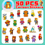 50PC Kawaii Cool Bear PVC Waterproof Stickers