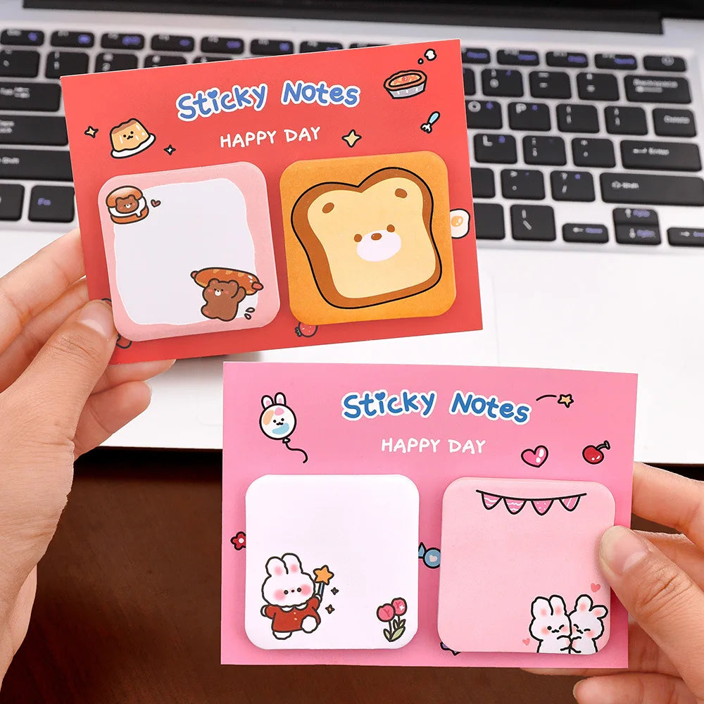 4PC Kawaii Happy Rabbit Capybara Memo Pad Sticky Notes