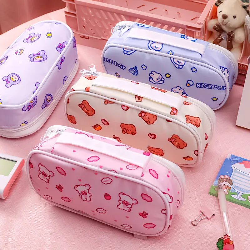 1PC Kawaii Bear Rabbit Large Capacity Pencil Bag