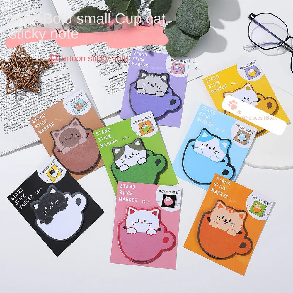 1PC Kawaii Cup Cats Memo Pad Sticky Notes