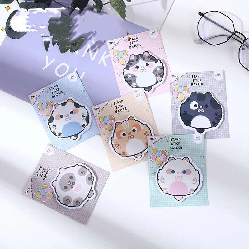 1PC Kawaii Chubby Cat Memo Pad Sticky Notes