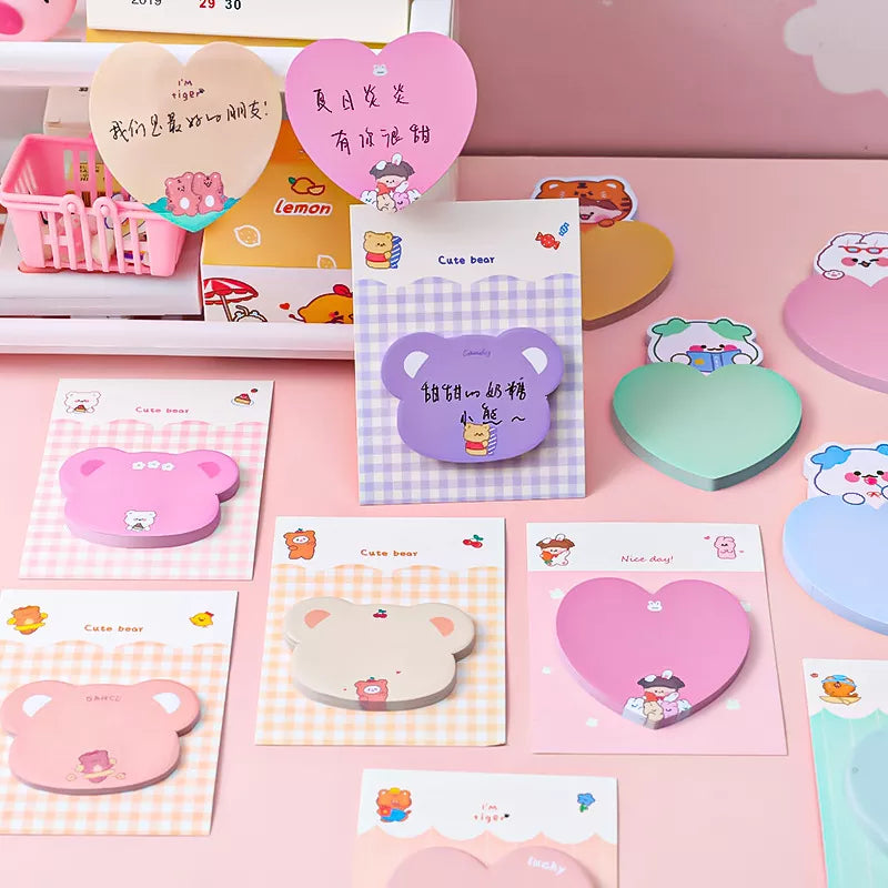 1PC Kawaii Bear Heart Memo Pad Sticky Notes