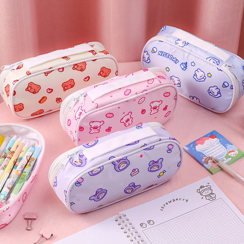 1PC Kawaii Bear Rabbit Large Capacity Pencil Bag