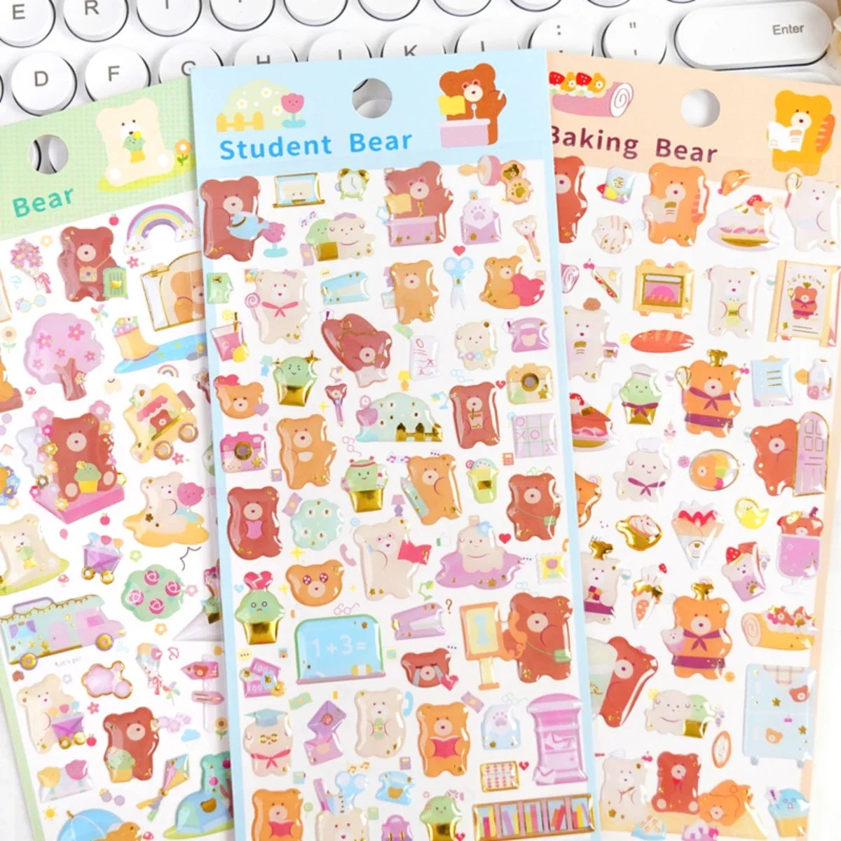 1PC Kawaii Happy Bear Journal Stickers