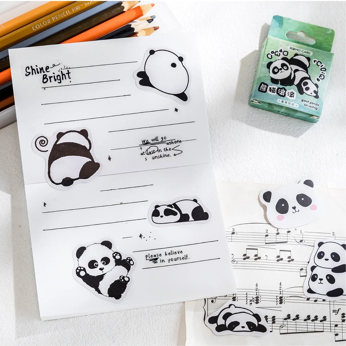 45PC Kawaii Chubby Panda Decorative Stickers