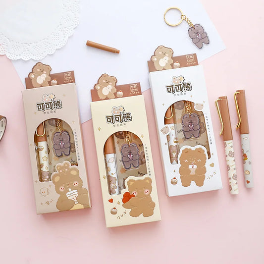 1PC Kawaii Cocoa Bear Fountain Pen Set