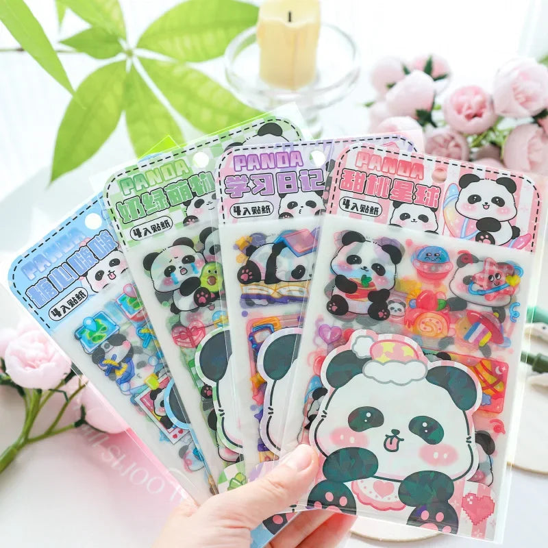 1 Set Kawaii Panda PET Frosted Stickers