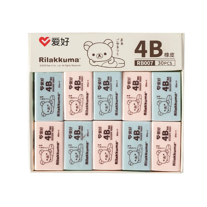 6PC Kawaii Rilakkuma 4B Rubber Eraser