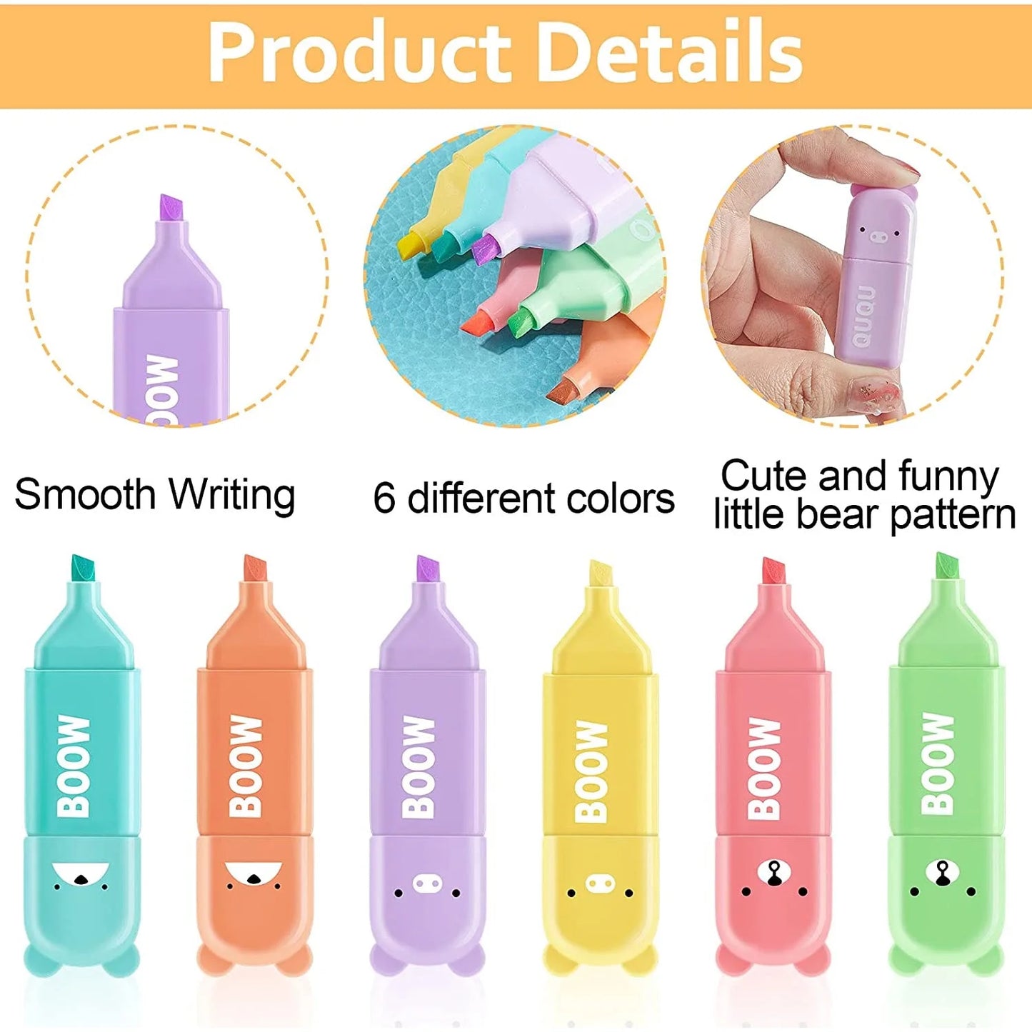 4/5/6PC Kawaii Bear Color Highlighters