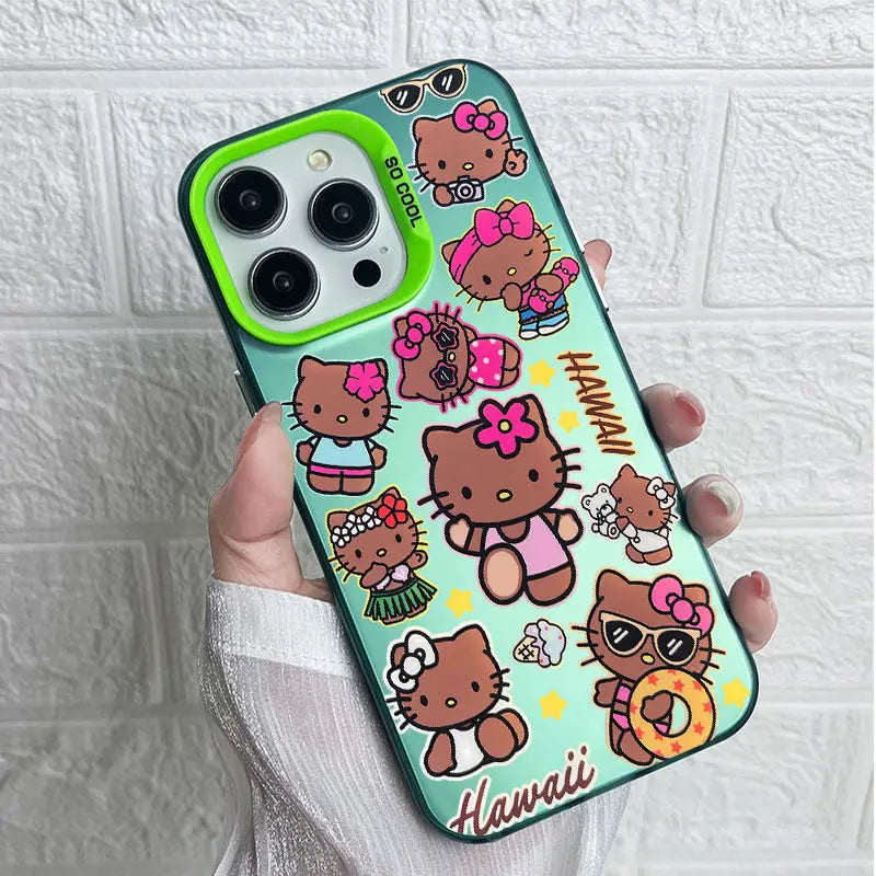 1PC Kawaii Sanrio Hawaii Hello Kitty Phone Case For iPhone