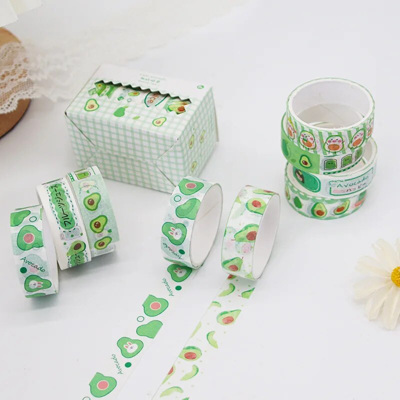 4 pcs/set Kawaii Avocado Washi Tape Set Scrapbooking Diy Masking Tapes Decor Stationery Washi Tape Stickers