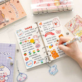 100 Sheets Korean Cute Cartoon Notebook Loose Leaf Detachable Book Kawaii Bear Scrapbook Journal Planner Notebook for Student