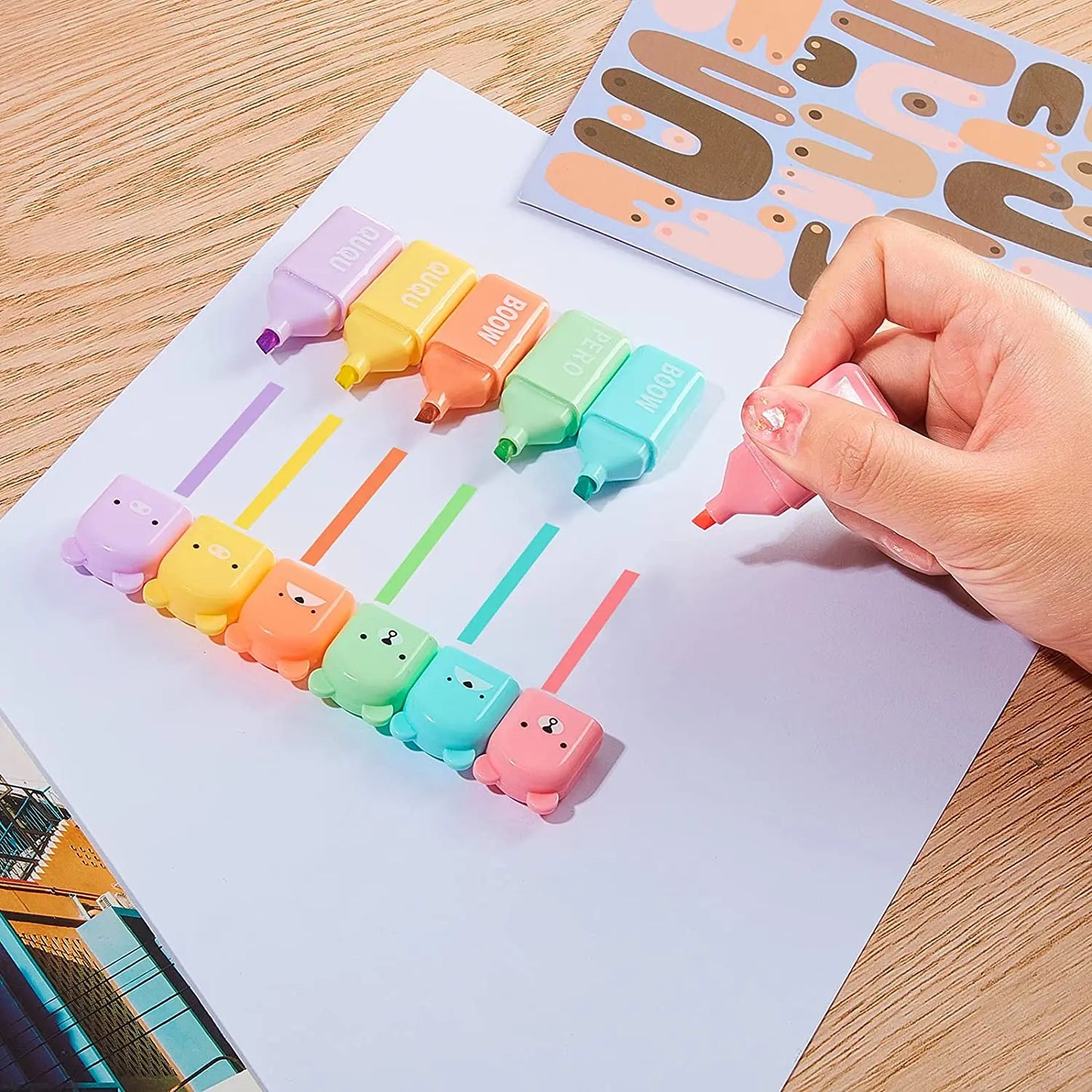 4/5/6PC Kawaii Bear Color Highlighters