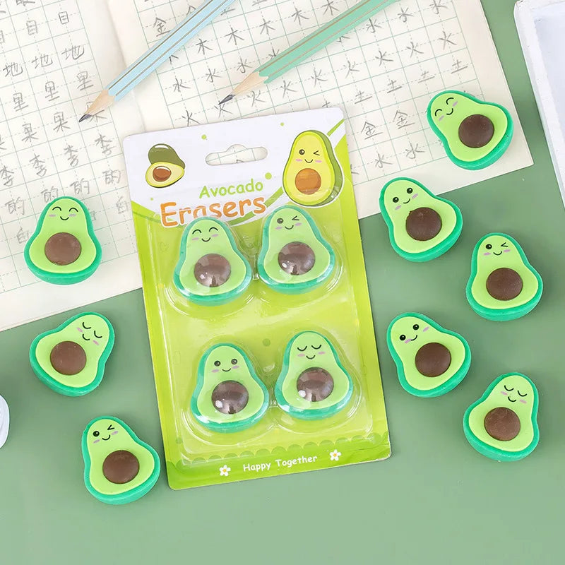 4PC Kawaii Avocado Rubber Eraser