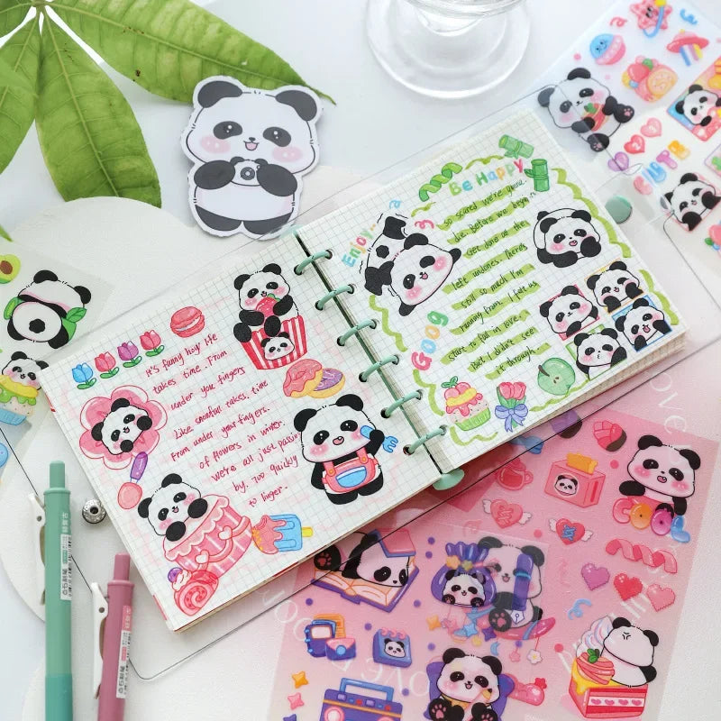 1 Set Kawaii Panda PET Frosted Stickers