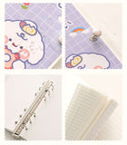 100 Sheets Korean Cute Cartoon Notebook Loose Leaf Detachable Book Kawaii Bear Scrapbook Journal Planner Notebook for Student