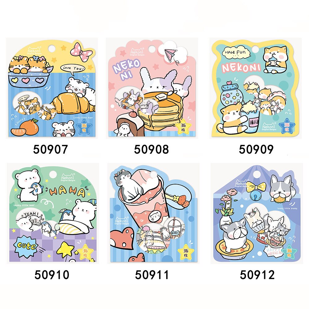 36PC Cute Characters Stationery Stickers