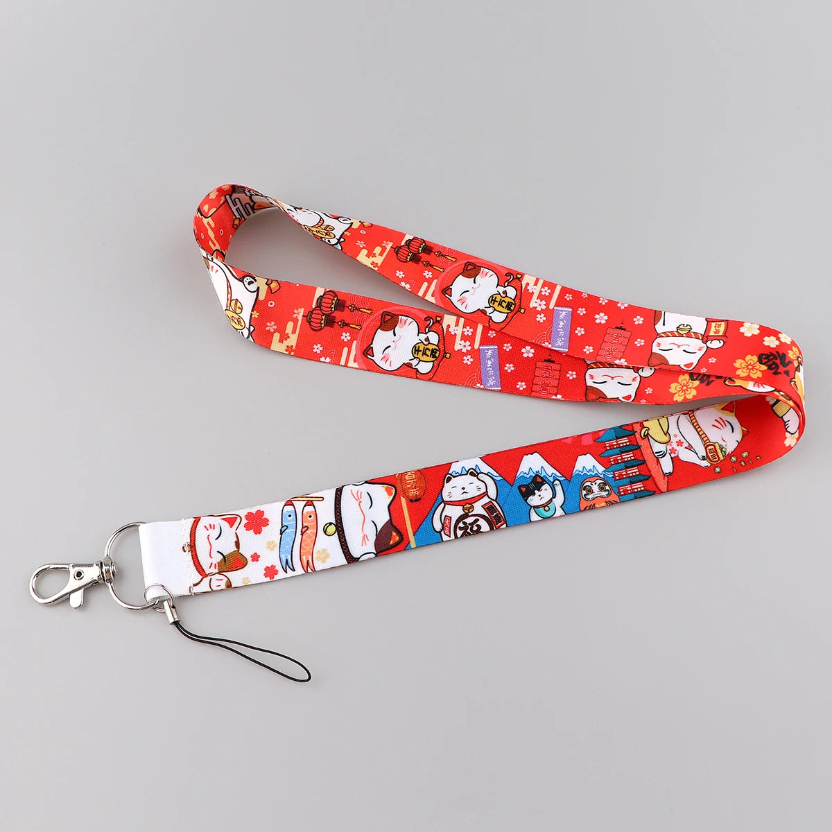 1PC Kawaii Good Luck Cat ID Card Holder Lanyard