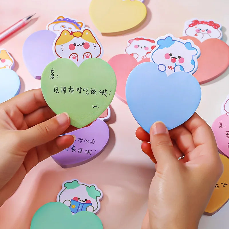 1PC Kawaii Bear Heart Memo Pad Sticky Notes