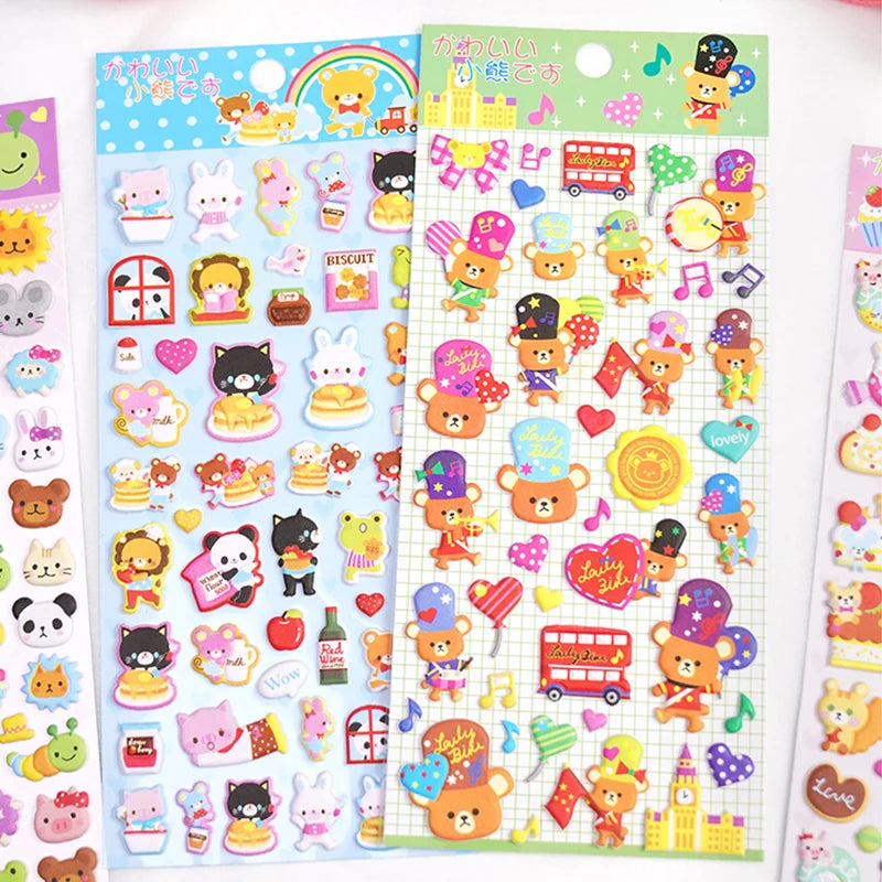 4PC Kawaii Bear Friends 3D Puffy Stickers