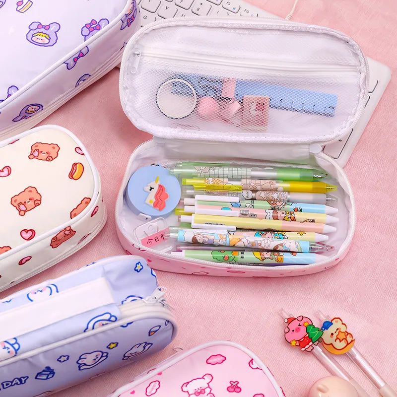 1PC Kawaii Bear Rabbit Large Capacity Pencil Bag