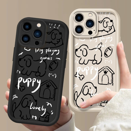 1PC Kawaii Sketch Puppy Phone Case For iPhone
